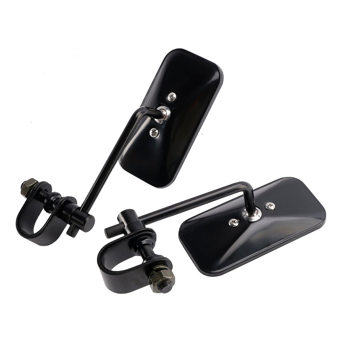 Old School Style Rectangular Clamp-On Motorcycle Mirrors Black Brattstyle