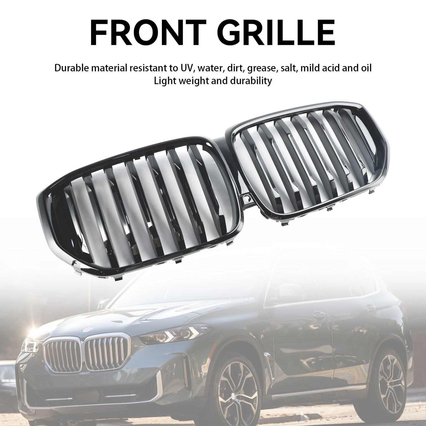 2024+ BMW G05 LCI X5 Single Line Gloss Black Front Bumper Grille Grill