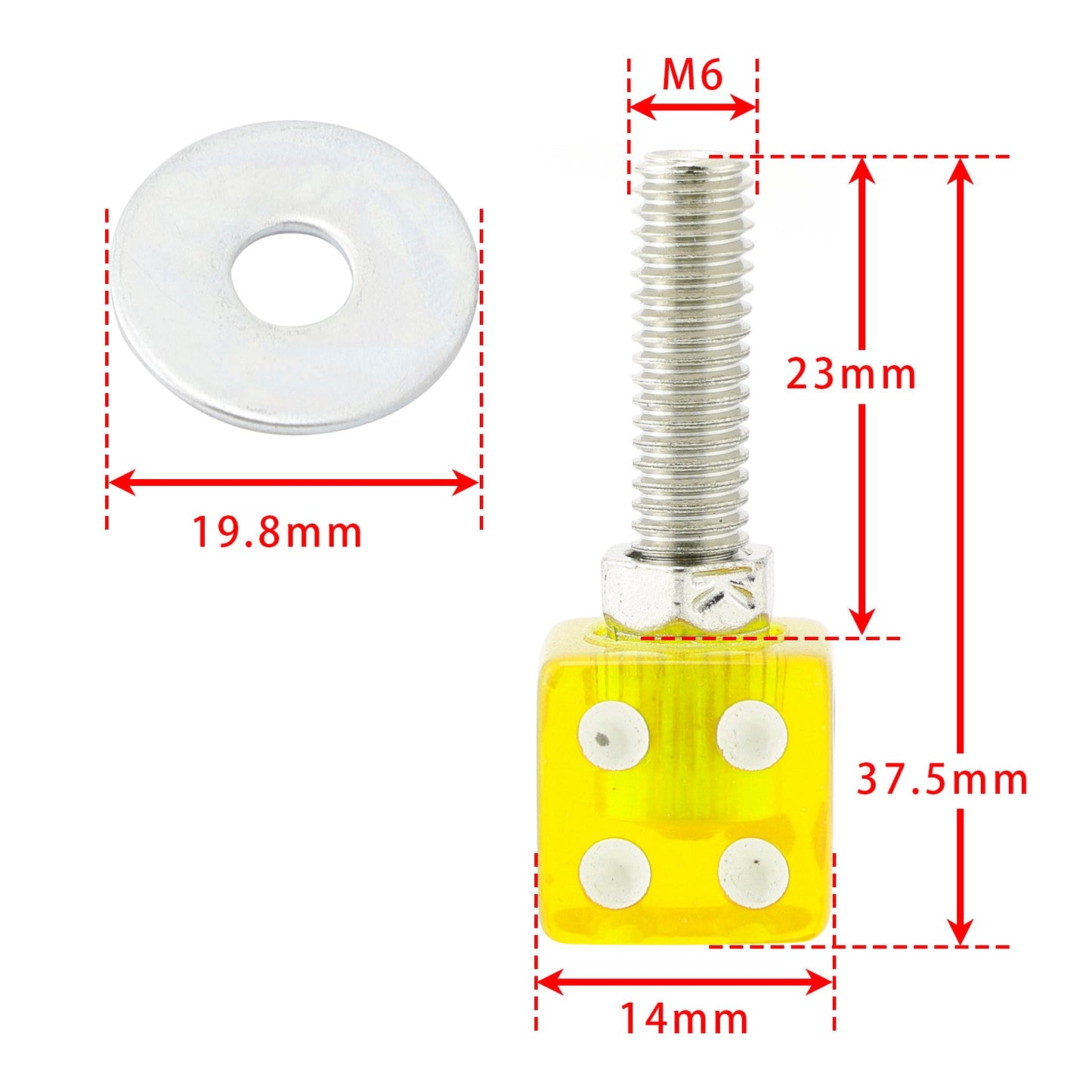 M6 Plastic Custom Head Dice License Plate Frame Screws Bolts Hardware Yellow X2
