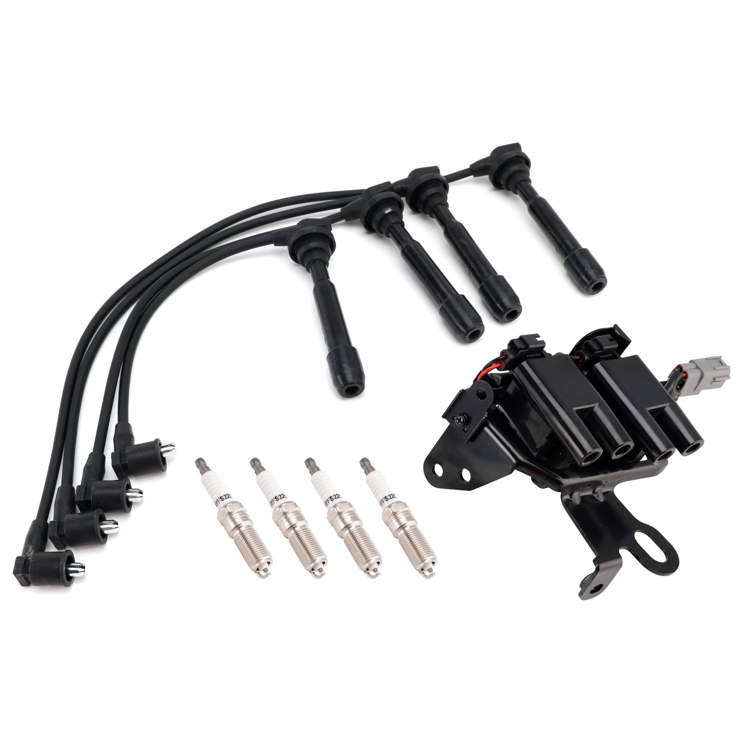 2005-2007 For Kia Spectra4 L4 2.0L 1 Ignition Coil+4 Spark Plug+ Wires Pack 27301-23700