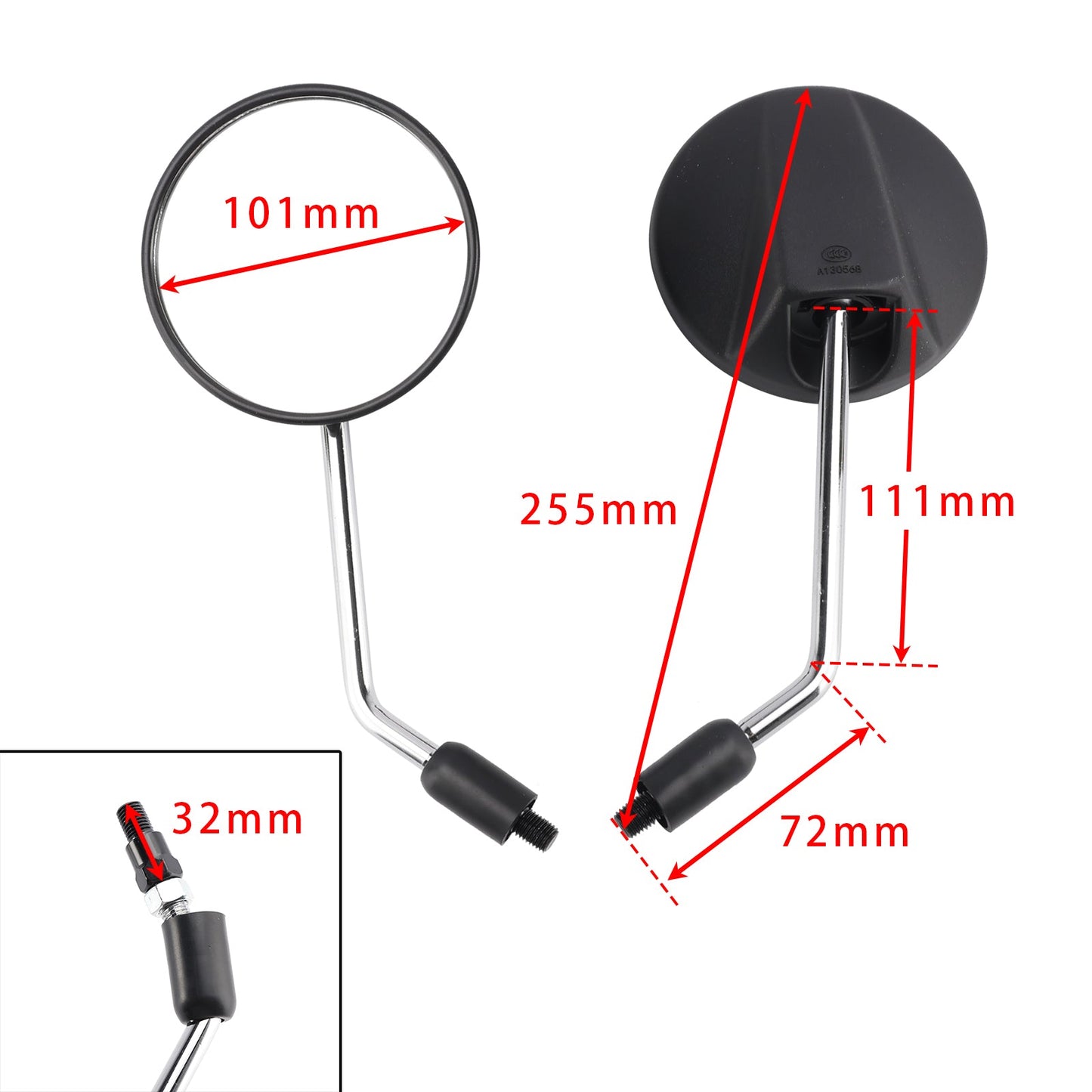 Rear View Mirrors Set For Kawasaki KLX 230 / ABS 2020-2021 KLR 650 2012-2014