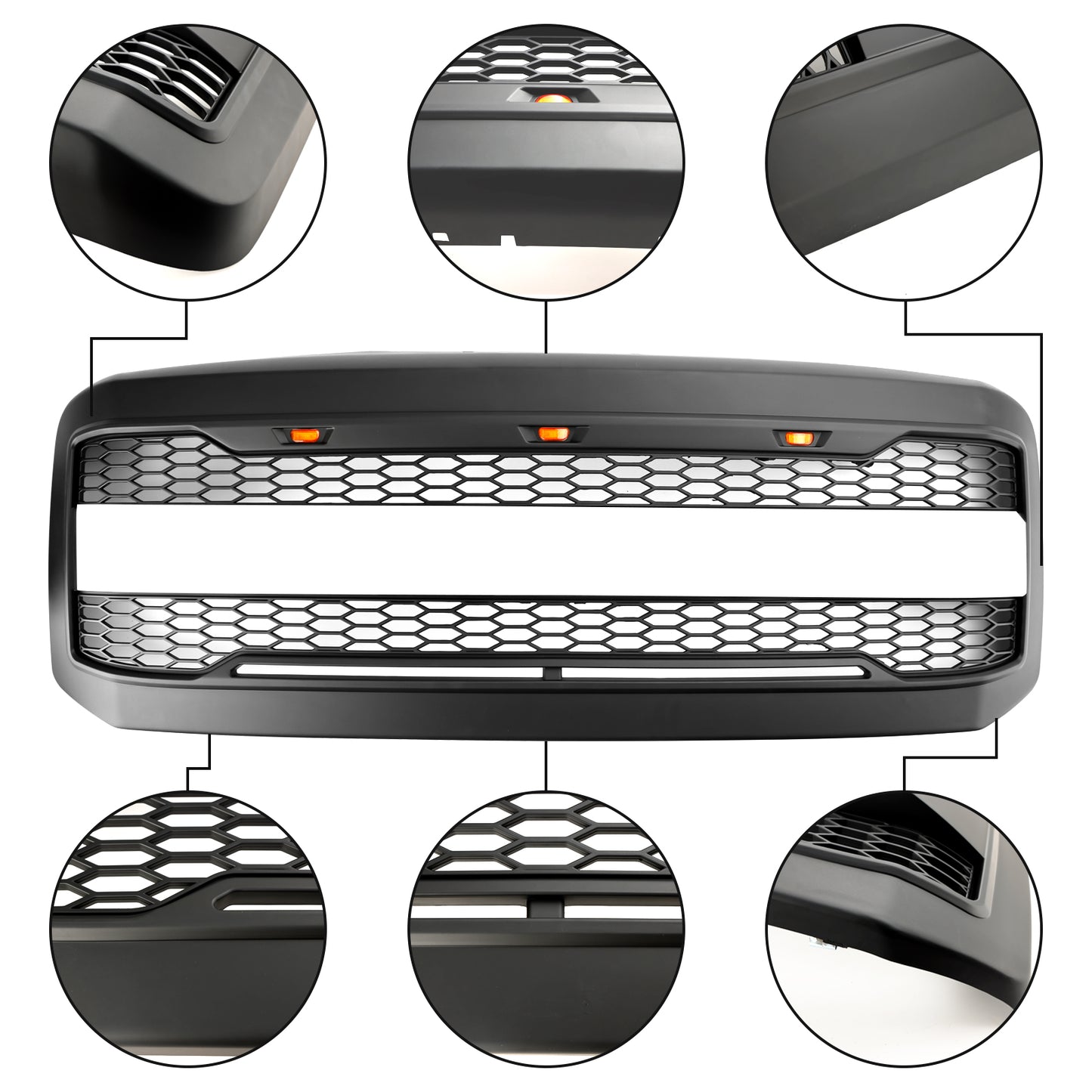 Front Bumper Grill Grille W/ LED Fit Ford F250 F350 2005-2007 Super Duty