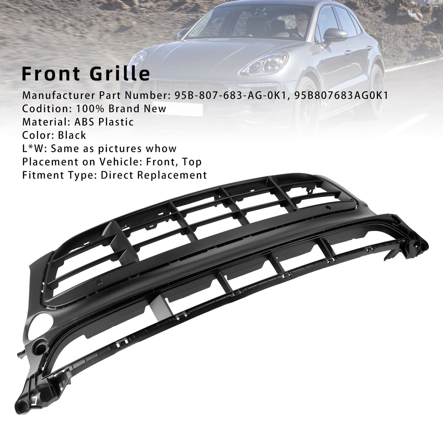 2014-2017 Porsche Macan GTS 95B Front Bumper Grill Grille 95B807683-AG-0K1