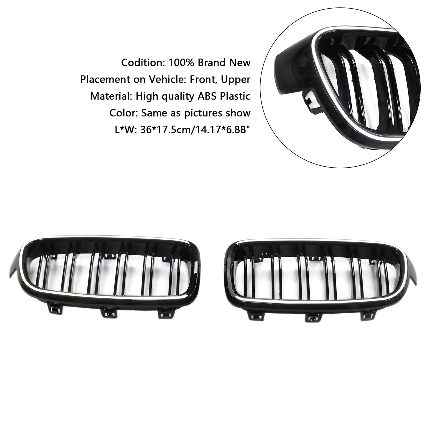 2012-2019 BMW 3-Series F30 Sedan Double Slat Front Kidney Grille Grill