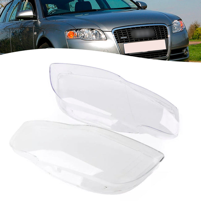 2005-2008 Audi A4 B7 8E 2PCS Front Headlight Glass Clear Cover