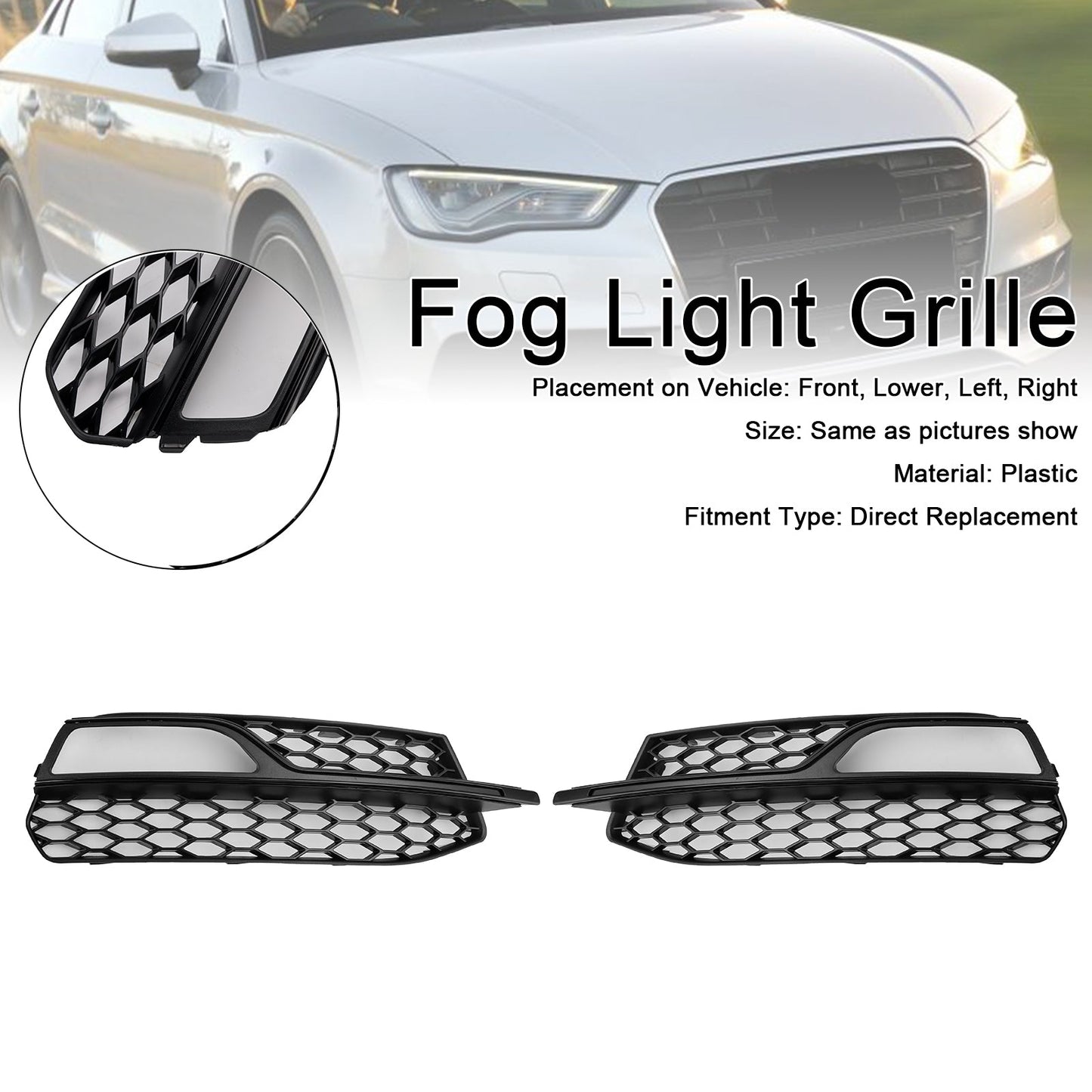 2013-2016 AUDI A3 S3 S-Line Front Lower Bumper Fog Light Cover Grille