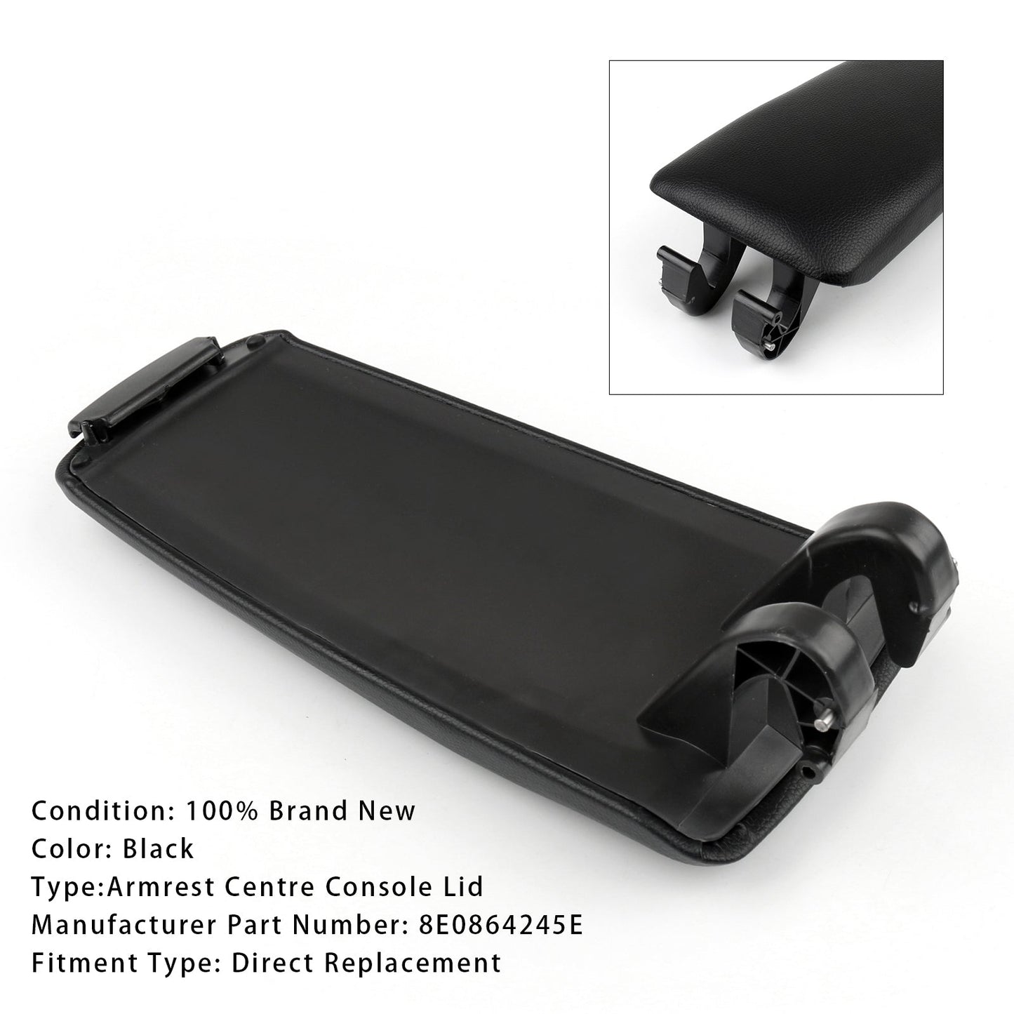 2001-2008 Audi A4 B6 B7 Black Leather Armrest Centre Console Lid 8E0864245E