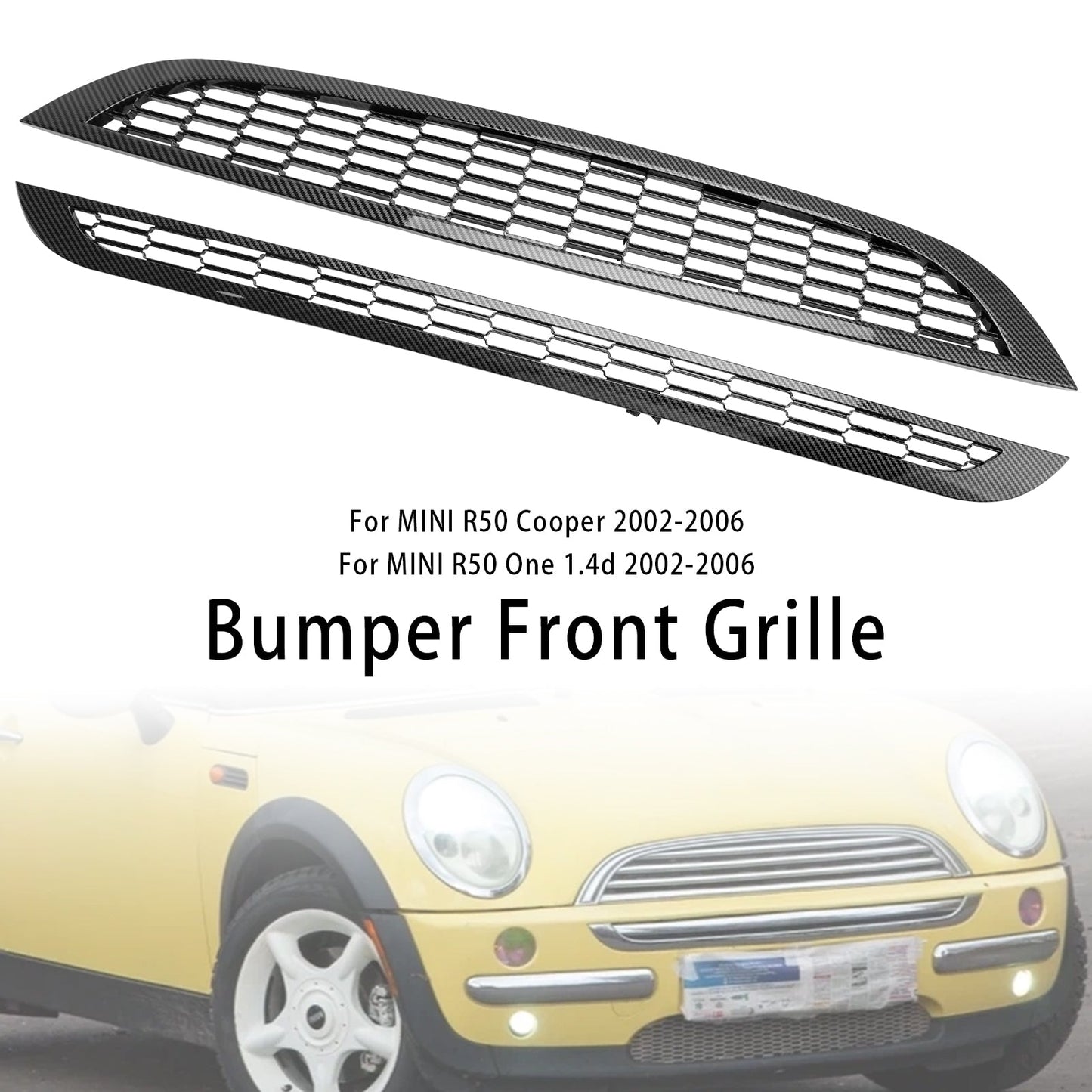 2002-2006 Mini Cooper R50 R52 R53 2PCS Honeycomb Mesh Front Grille Grill