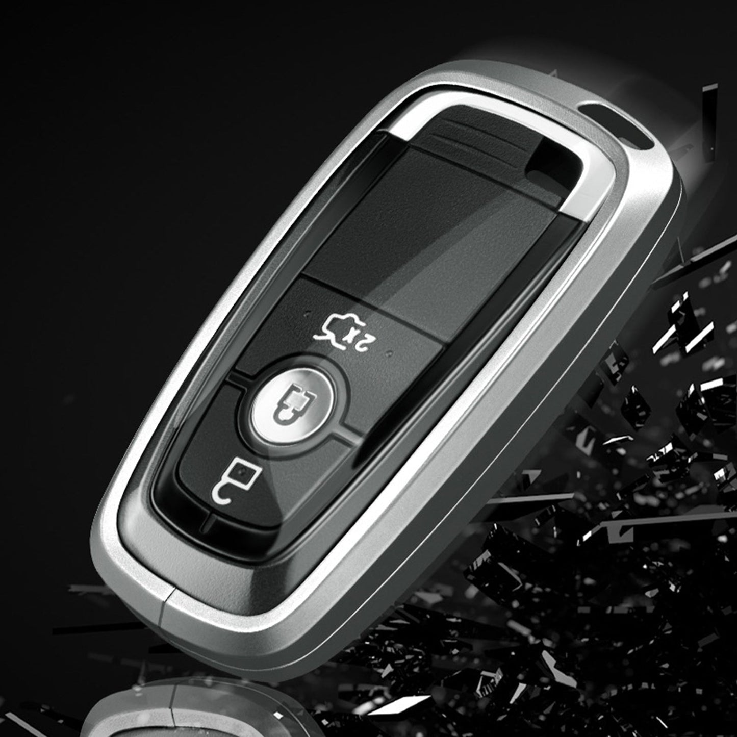 Aluminum Alloy TPU Silvery Car Key Case Cover With Buckle For Ford