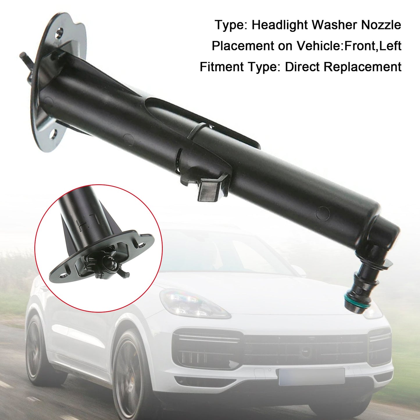 2015-2017 Porsche Cayenne Front Headlight Spray Washer Nozzle Left 95862816110