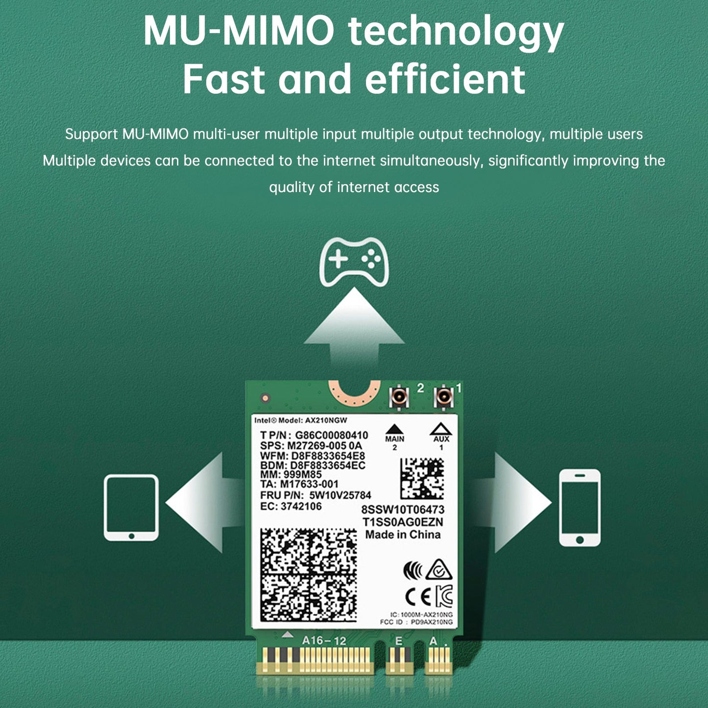 AX210 Module Bluetooth 5374Mbps High-Speed Gigabit Network Card Supports WIFI6