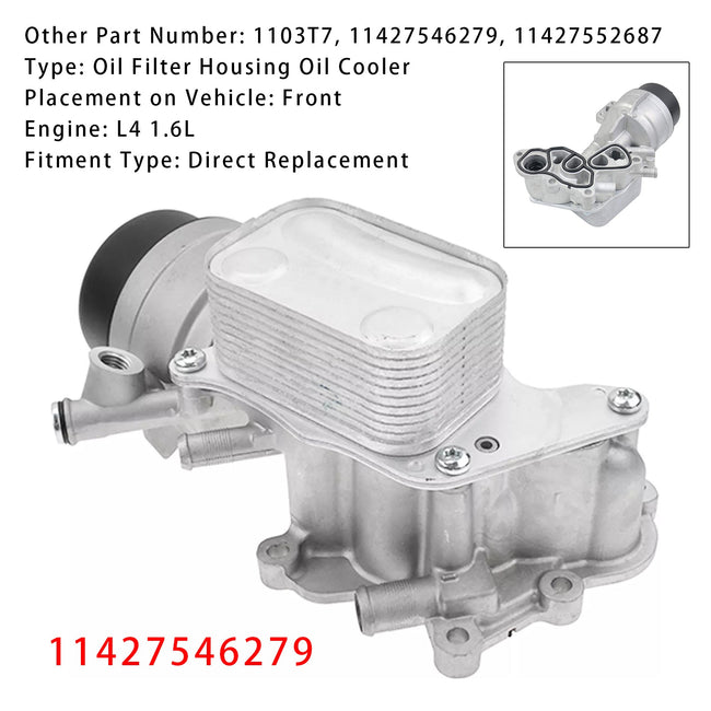 Engine Oil Cooler Oil Filter Assembly For Mini Cooper R55 R56 R57 2007-2011