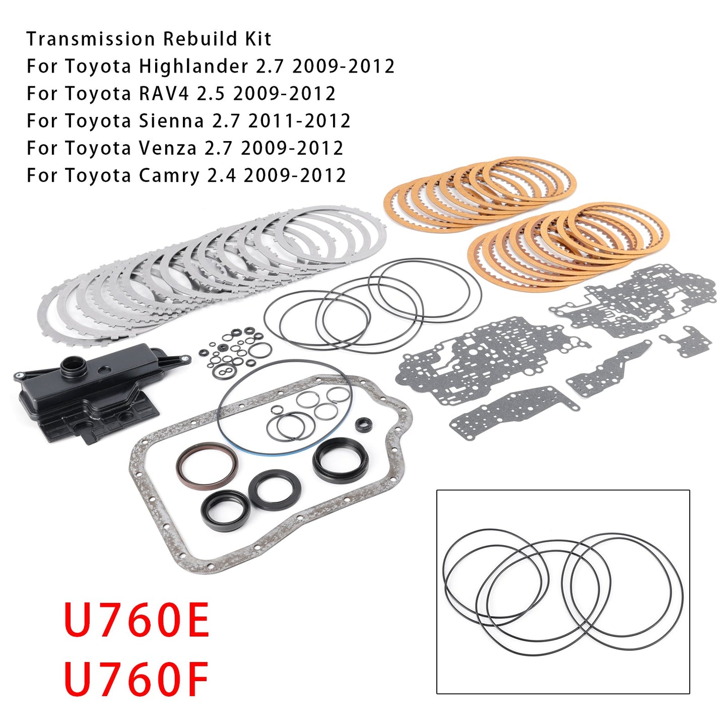 2009-2012 Toyota Venza 2.7 Transmission Master Rebuild Kit W/ Filter U760E U760F