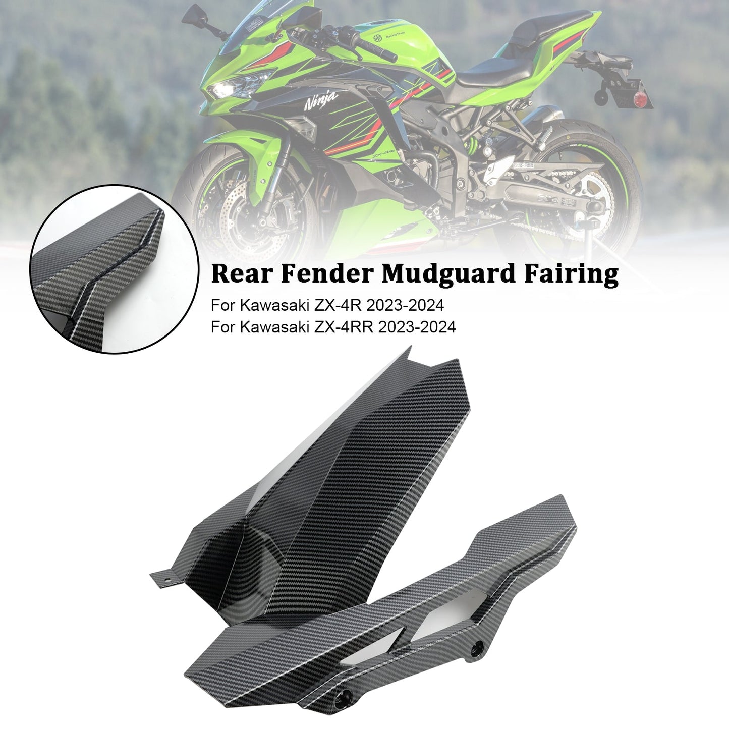 Rear Fender Mudguard Fairing Cowl For Kawasaki ZX-4R ZX-4RR 2023-2024