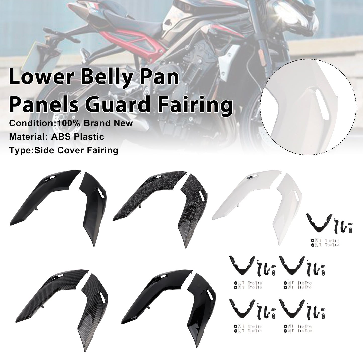 Lower Belly Pan Panels Guard Fairing For Street Triple 765 R/RS 2020-2022
