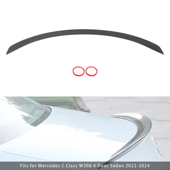 2022-2024 Benz W206 C63S Style Carbon Fiber Look Rear Trunk Spoiler Wing