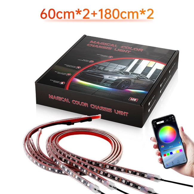 4Pcs LED Chassis Light Modified With Fantasy Ambient Light APP Controller 60cm*2+180cm*2