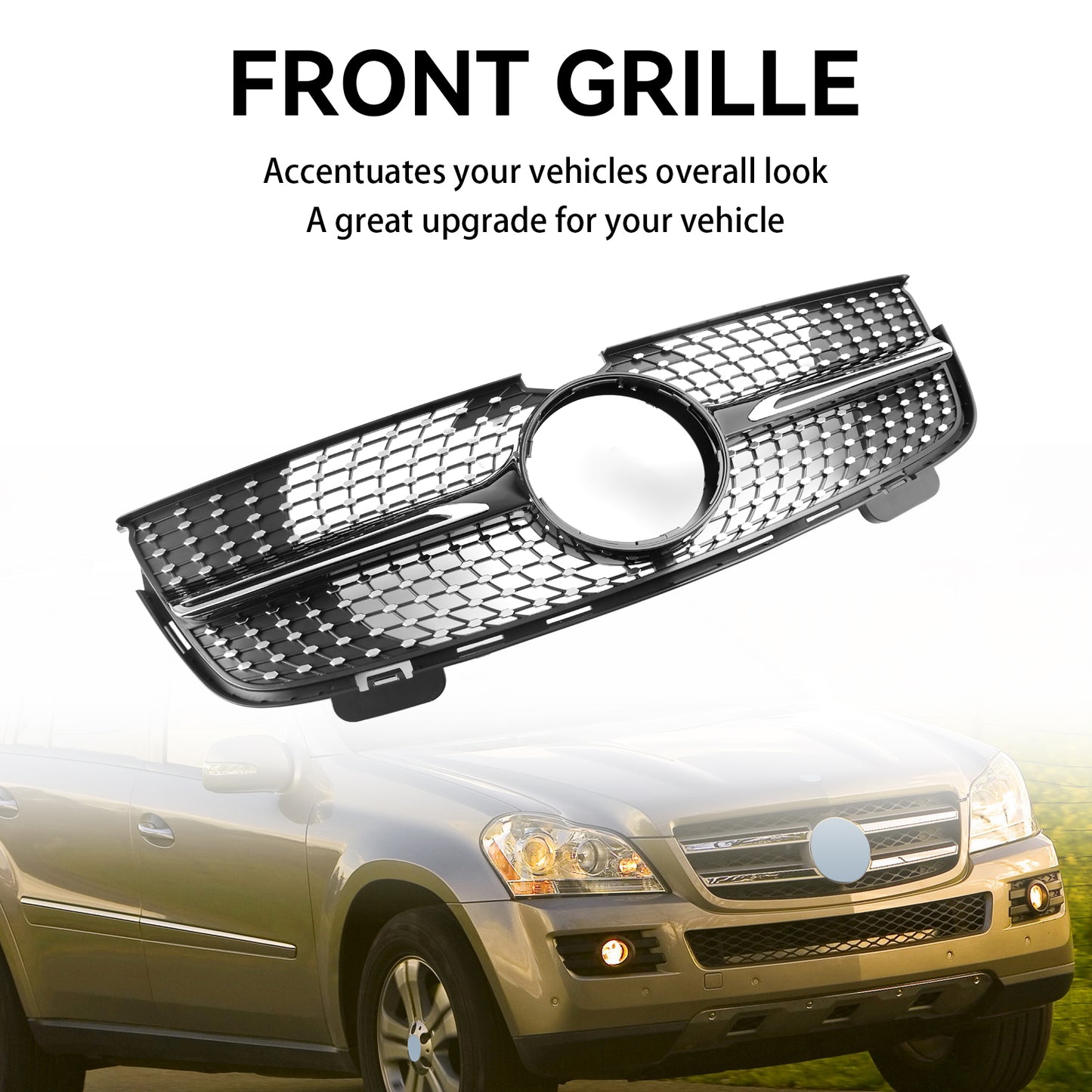 Diamonds Front Bumper Grille Fit Mercedes Benz GL-Class X164 2007-2009 Chrome