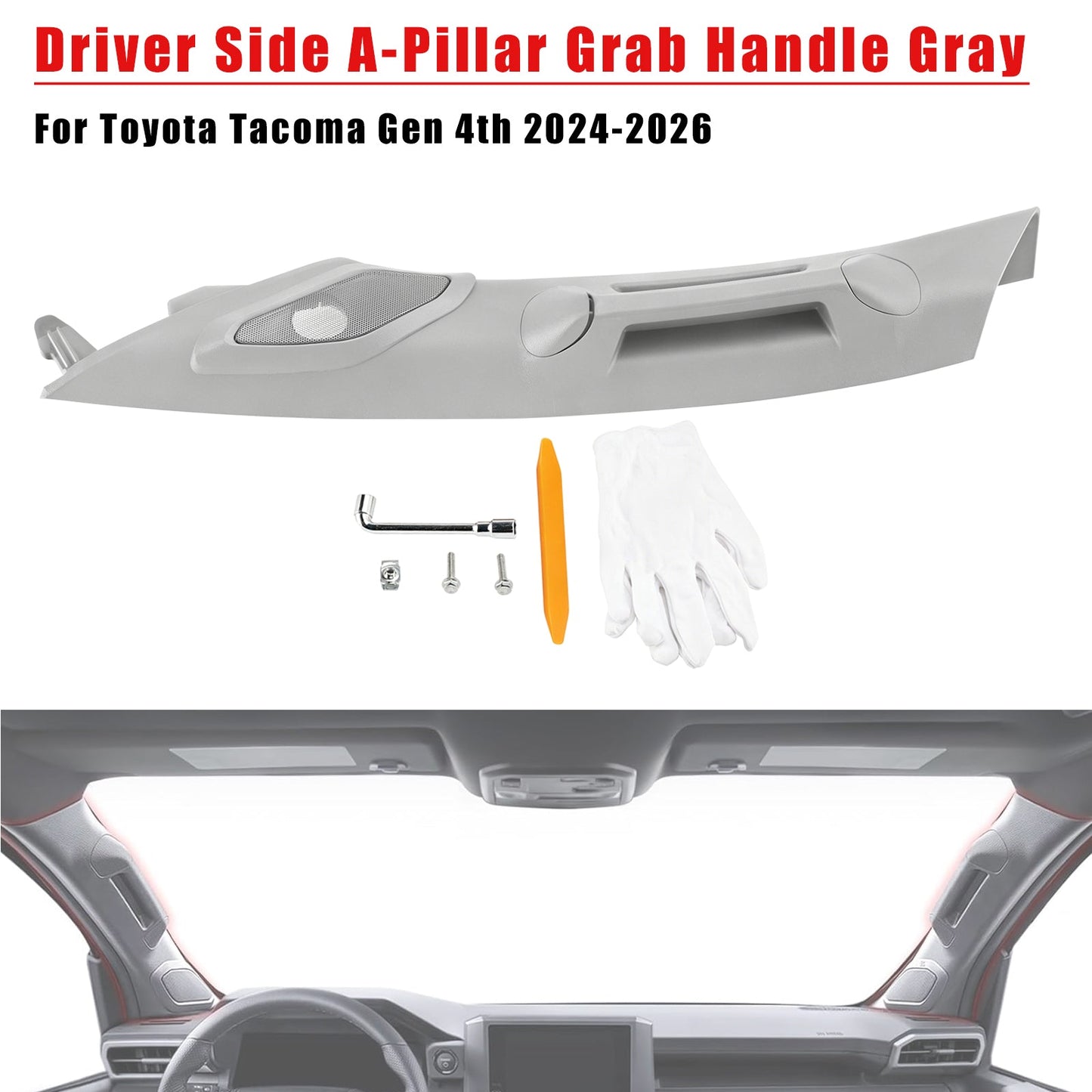 2024-2026 For Toyota Tacoma Gen 4th Driver Side A-Pillar Grab Handle Gray