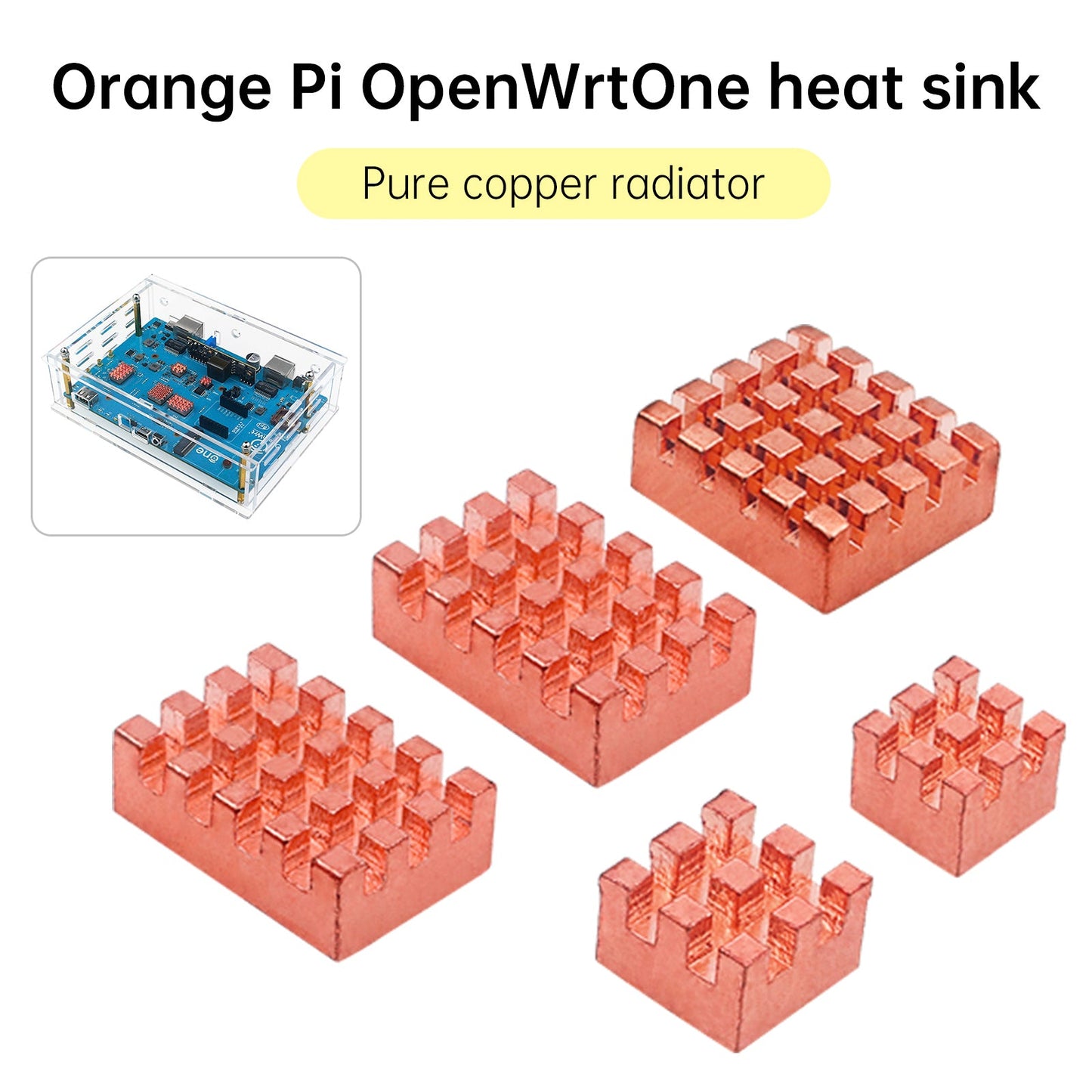 Radiator Banana Pi OpenWrtOne Pure Copper Heat Sink with Adhesive CPU Cooler