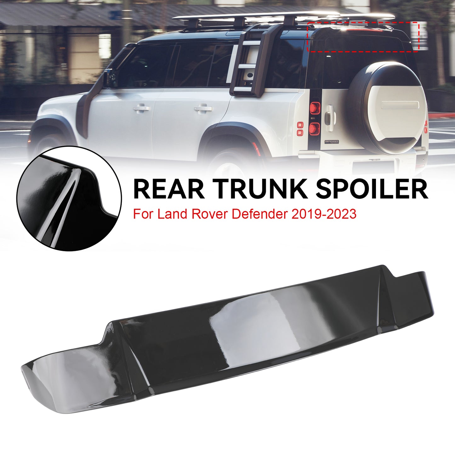 Gloss Black Rear Spoiler Roof Wing Lip Fit Land Rover Defender L663 2020-2023