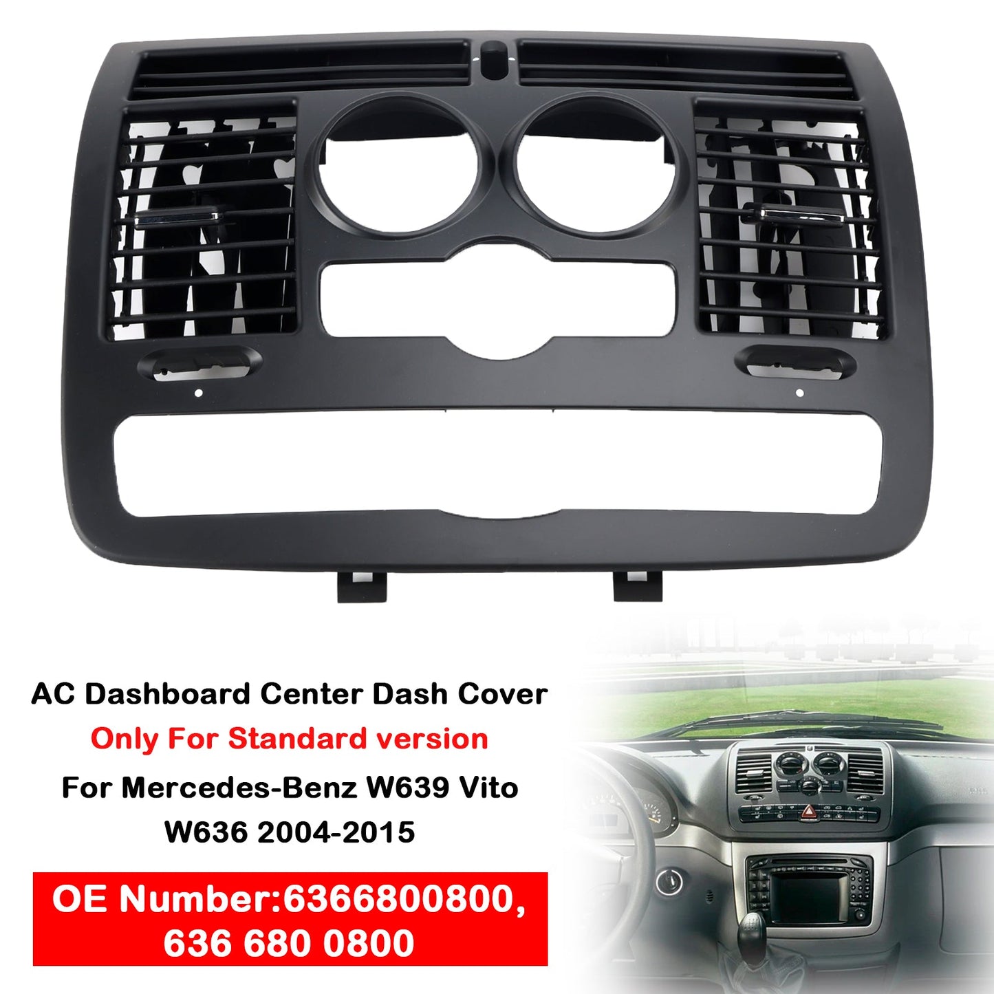 AC Dashboard Center Dash Cover For Mercedes-Benz W639 Vito W636 2004-2015
