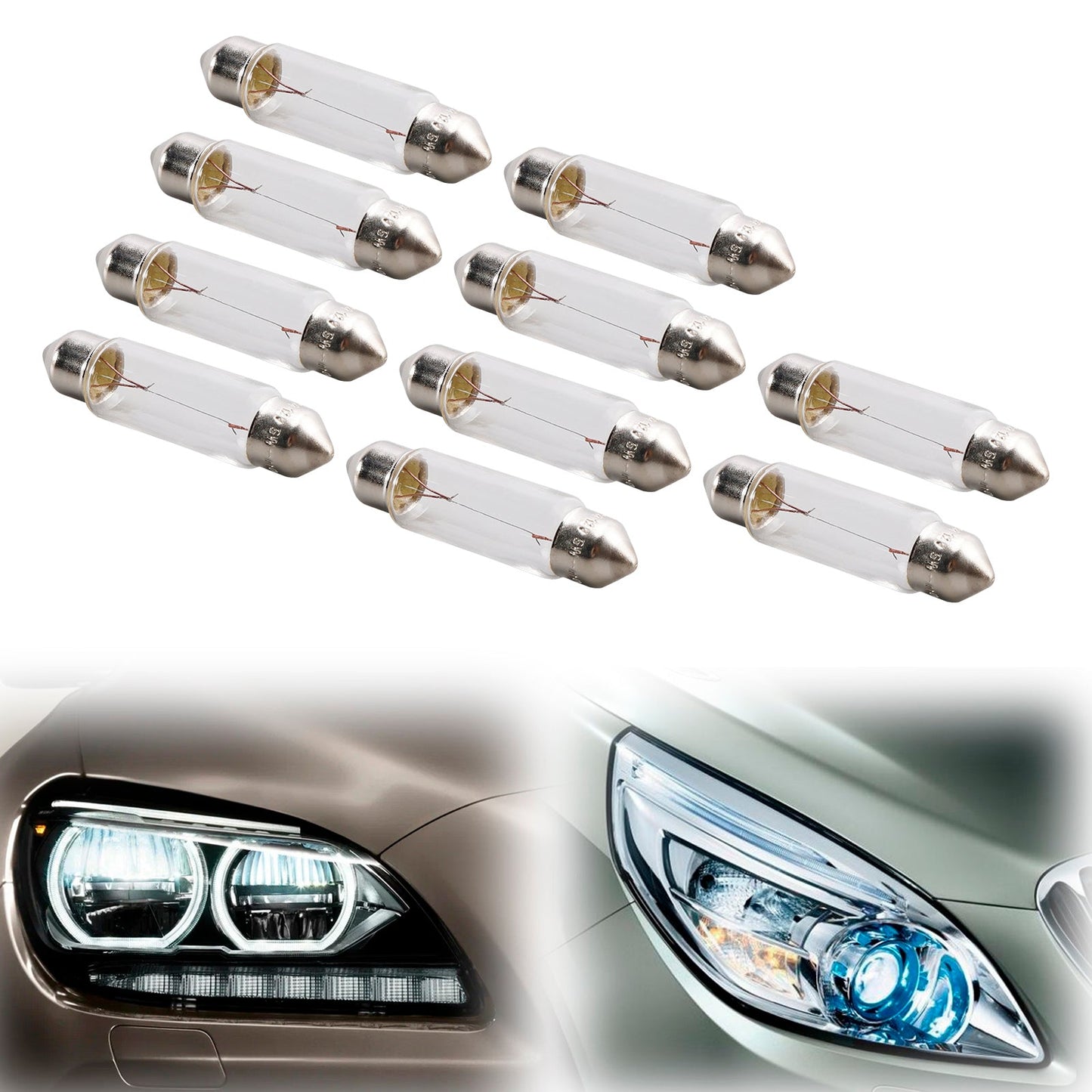 10PCS Car Light Tubular Lamp bulb C5W SV8.5 43MM 6413 12V 5W For OSRAM