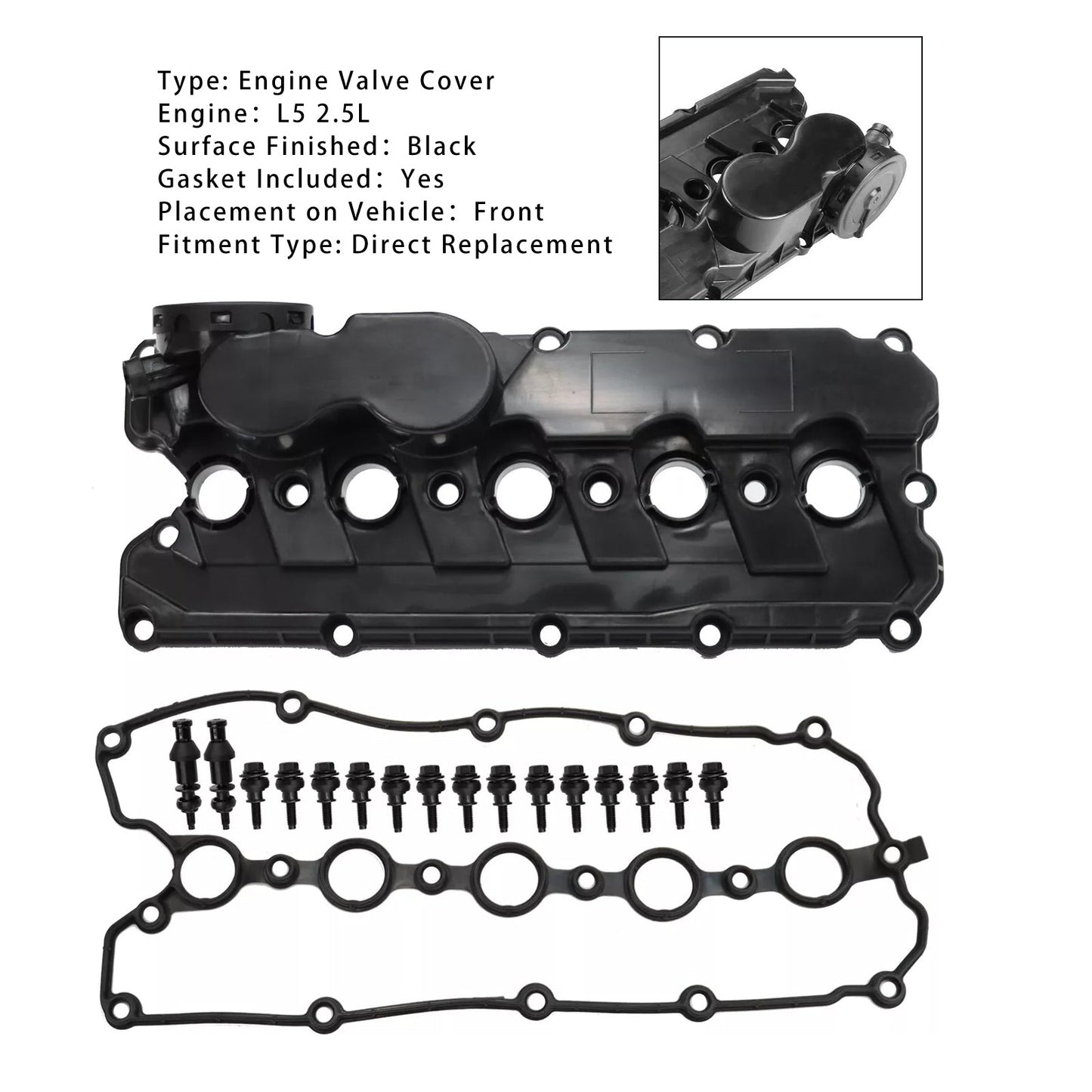 Engine Valve Cover w/Gasket Bolts Cap For VW Beetle Golf Jetta Passat 2.5L