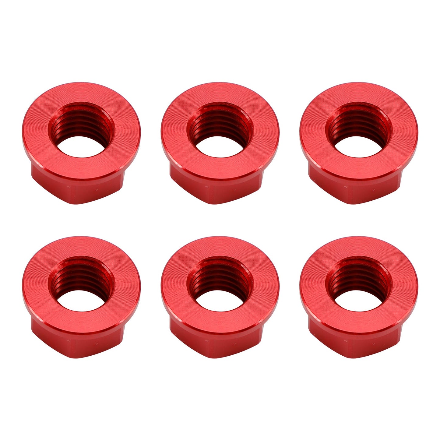 6 Pack Aluminum Rear Sprocket Flange Nuts M10X1.5mm Red For Motorcycle Bike