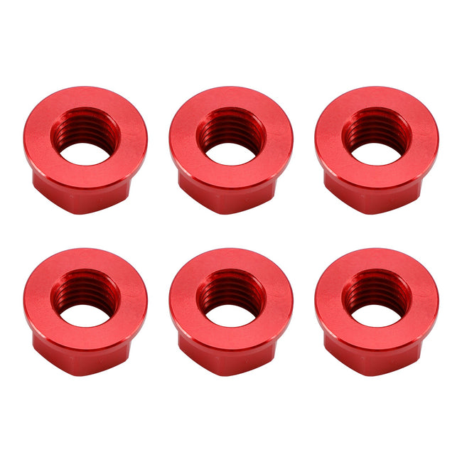 6 Pack Aluminum Rear Sprocket Flange Nuts M10X1.5mm Red For Motorcycle Bike