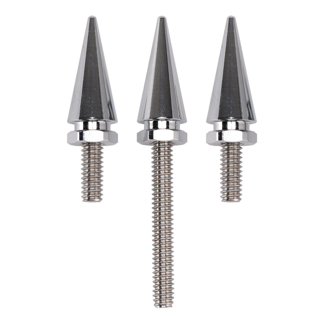 3 Spiked Windshield Bolts Silver For Electra Glide Tri Glide Street Glide 14-25