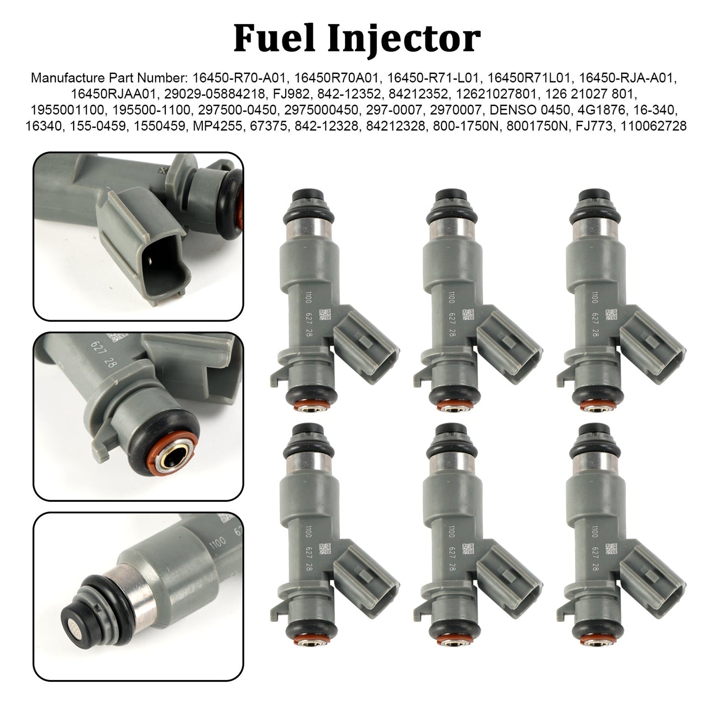 2007-2008 Acura TL Type-S 6PCS Fuel Injector 16450-R70-A01