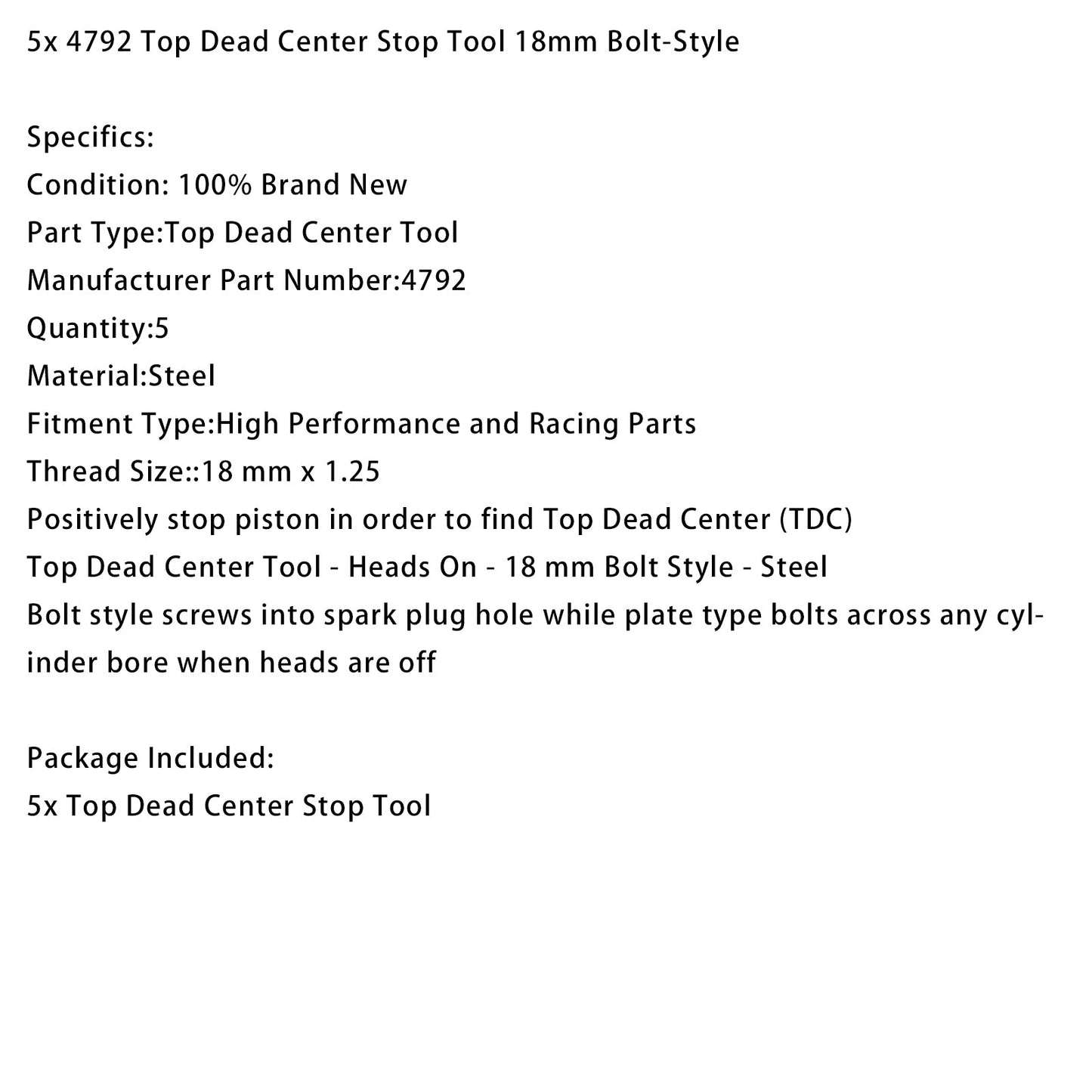 5X 4792 Top Dead Center Stop Tool 18mm Bolt-Style