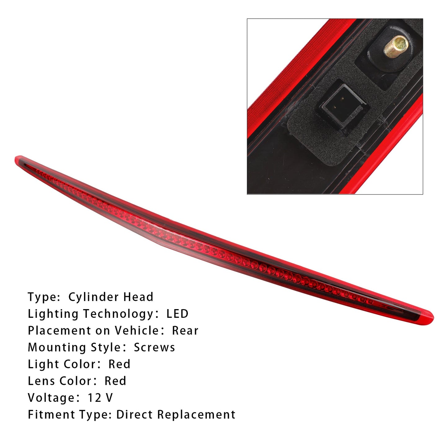 2006-2011 Cadillac DTS Full LED Third 3RD Tail Brake Light Rear Stop Lamp Red 25844853