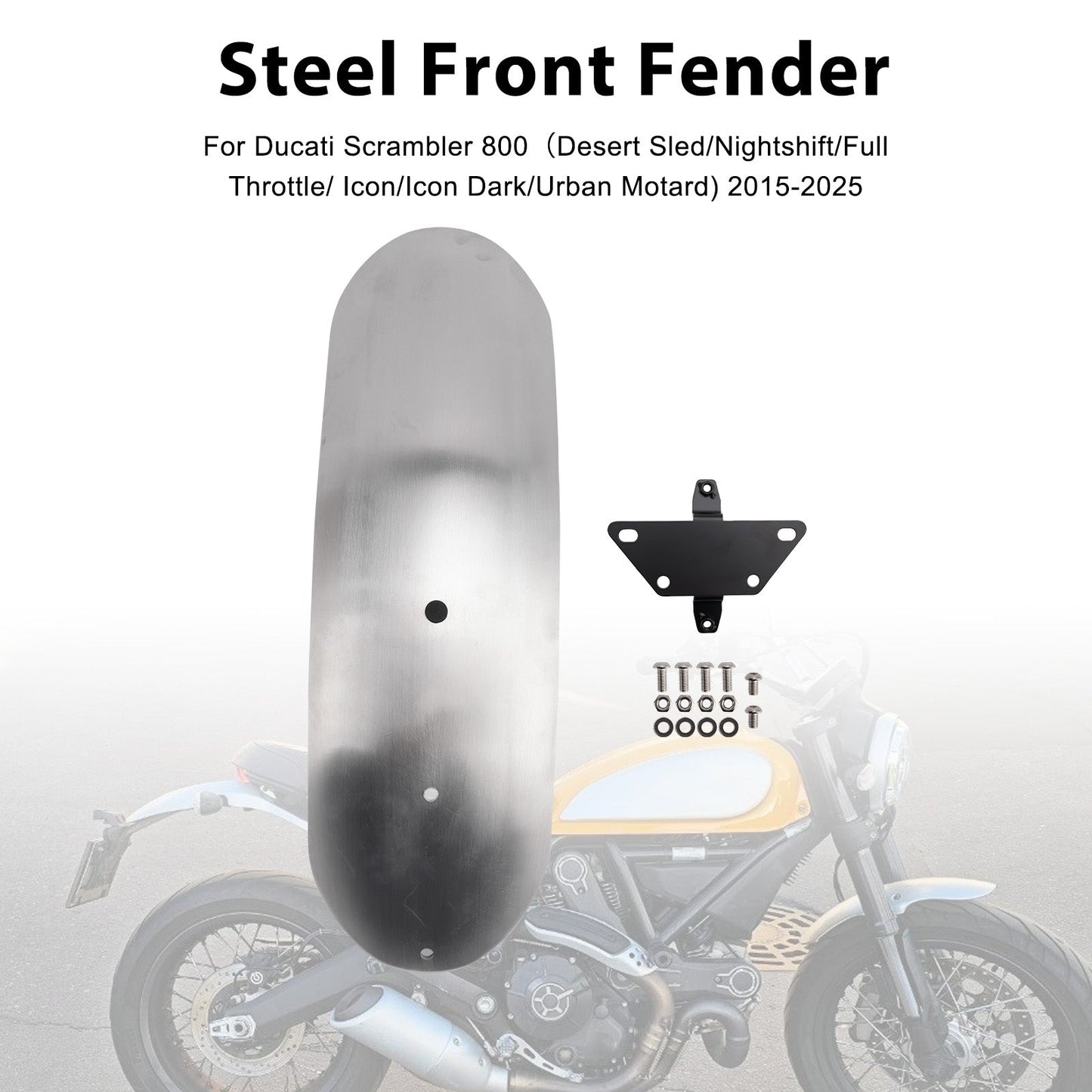 2015-2025 For Ducati Scrambler 800（Desert Sled/Nightshift/Full Throttle/ Icon/Icon Dark/Urban Motard) Steel Front Fender Mudguard