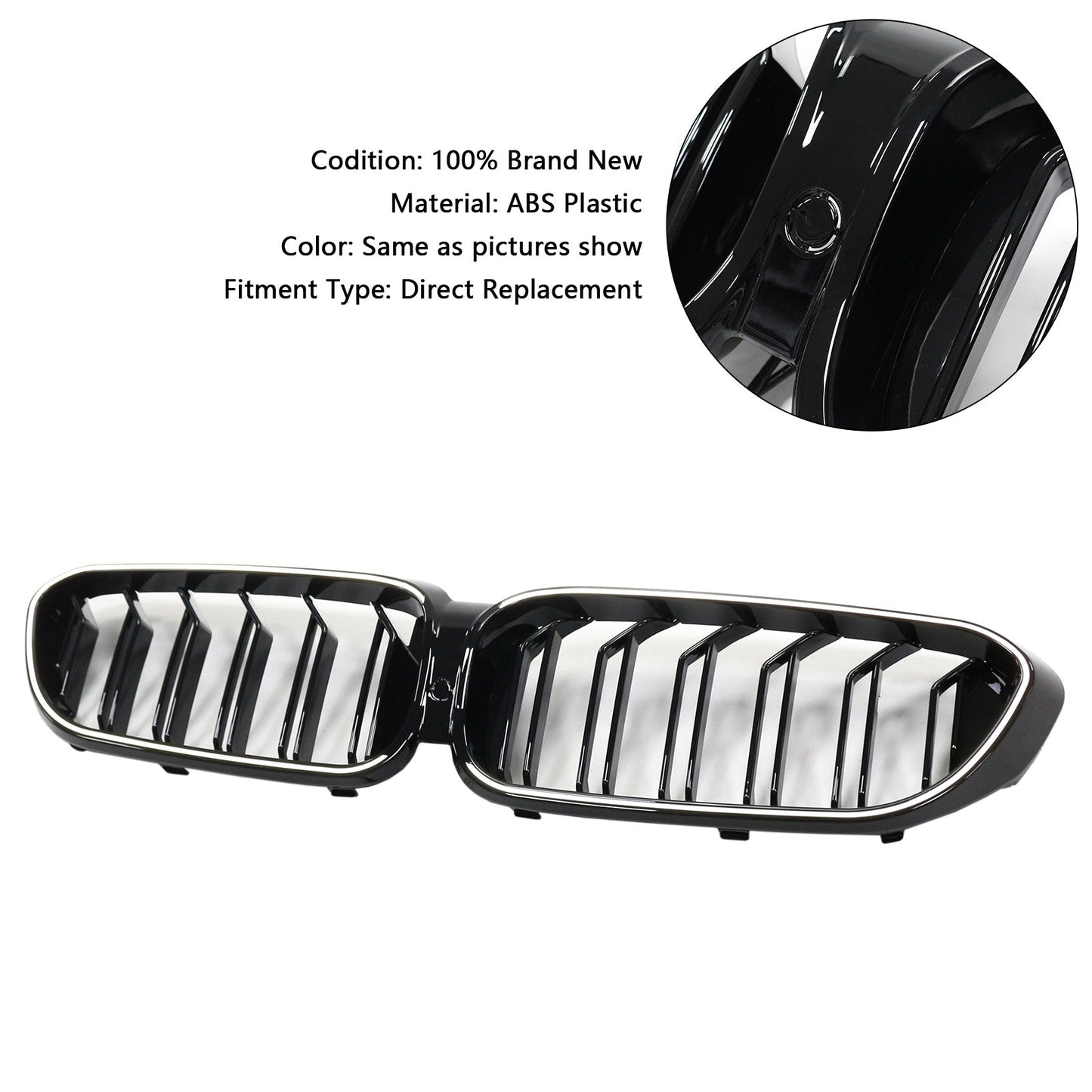 2017-2020 BMW 5 Series G30 G31 Double Slat Front Kidney Grille Gloss Black