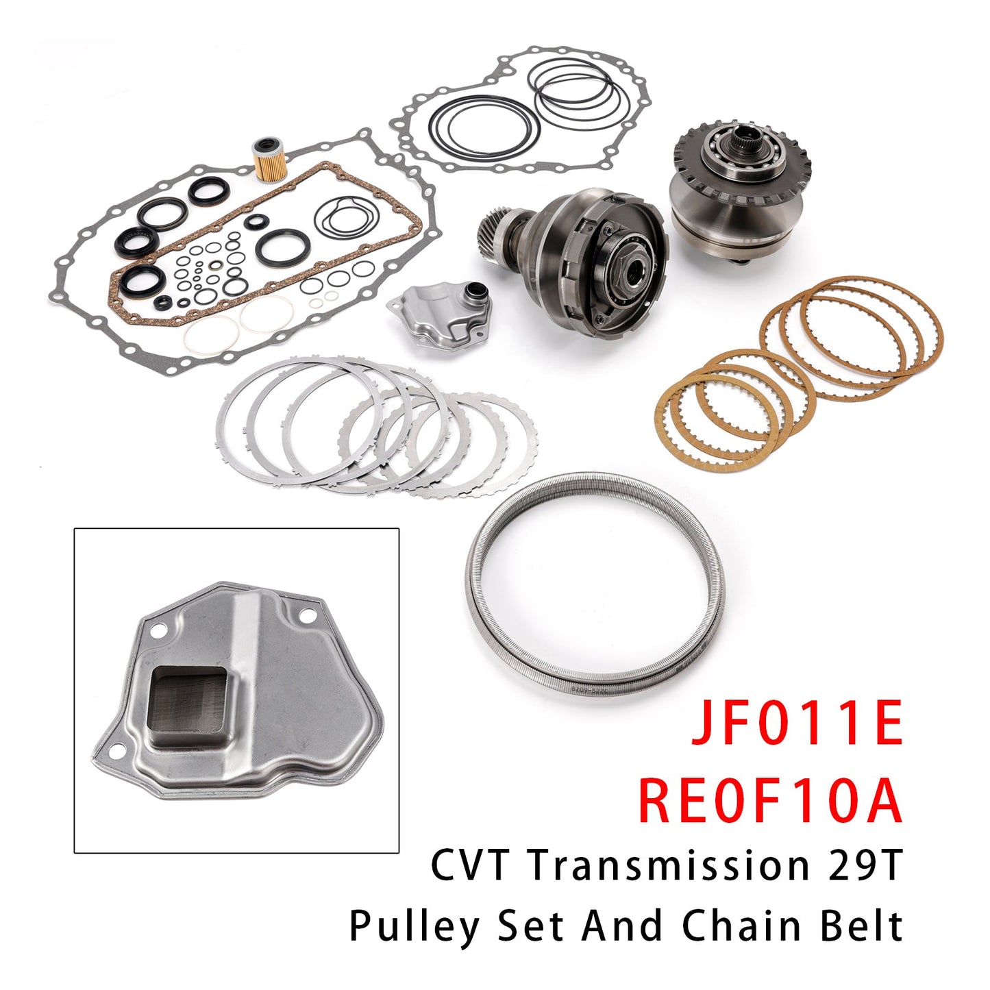 2007-2011 For Renault Koleos Transmission CVT Pulley 29T W/Belt+Chain ＆ Rebuild Kit JF011E RE0F10A