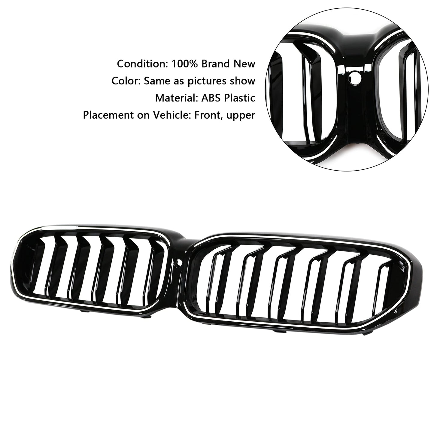 2021-2024 BMW 5 Series G30 G38 Double Slat Front Kidney Grille Gloss Black