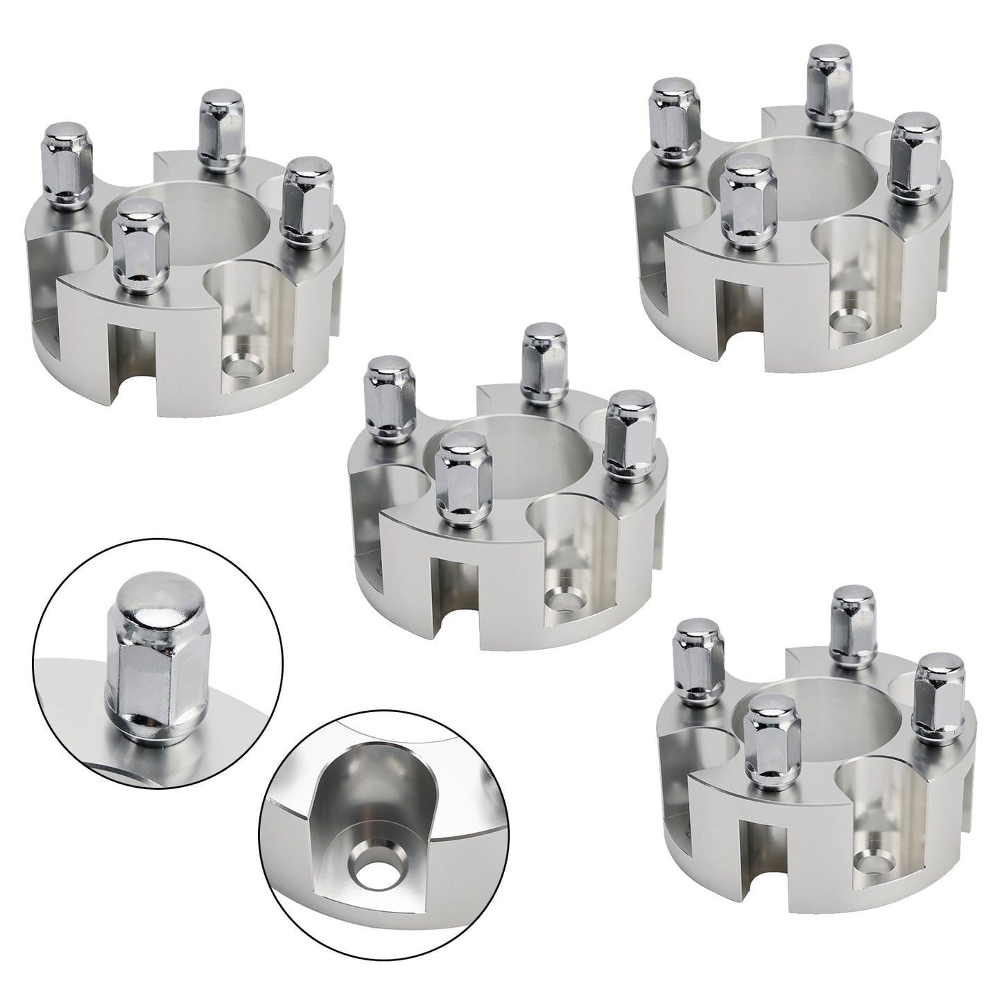 Yamaha Club Car Ezgo 2" Wheel Spacers Kit Cable Golf Carts Lug Nuts Silver