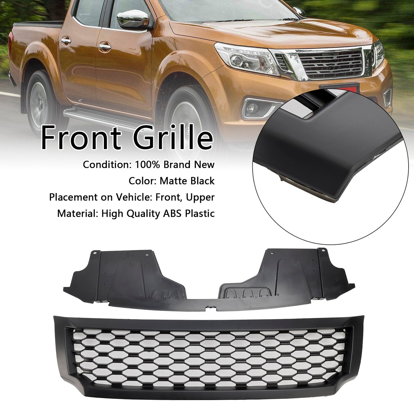 2015-2020 Nissan Navara NP300 D23 Matt Black Front Bumper Grill Grille