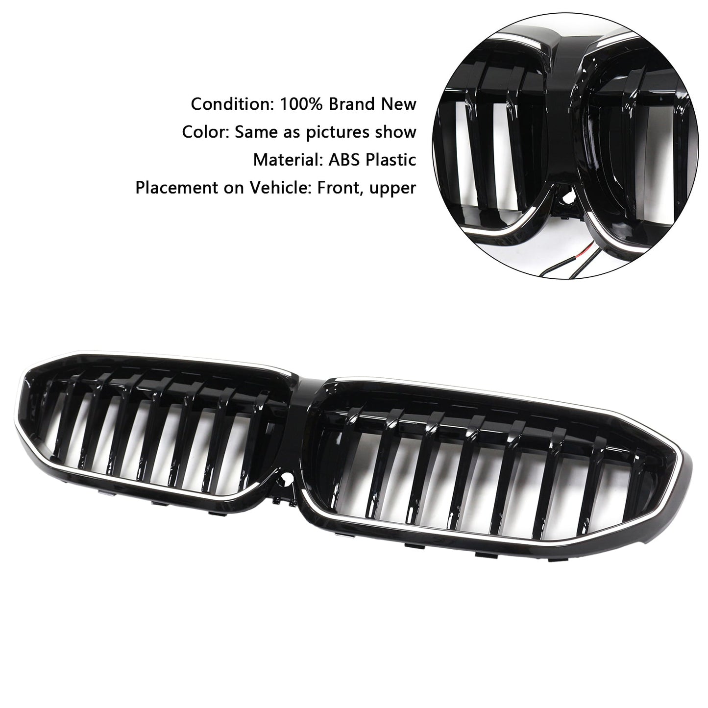 2019-2022 BMW 3 Series G20 Glossy Black Kidney Grille Grill 51138072085