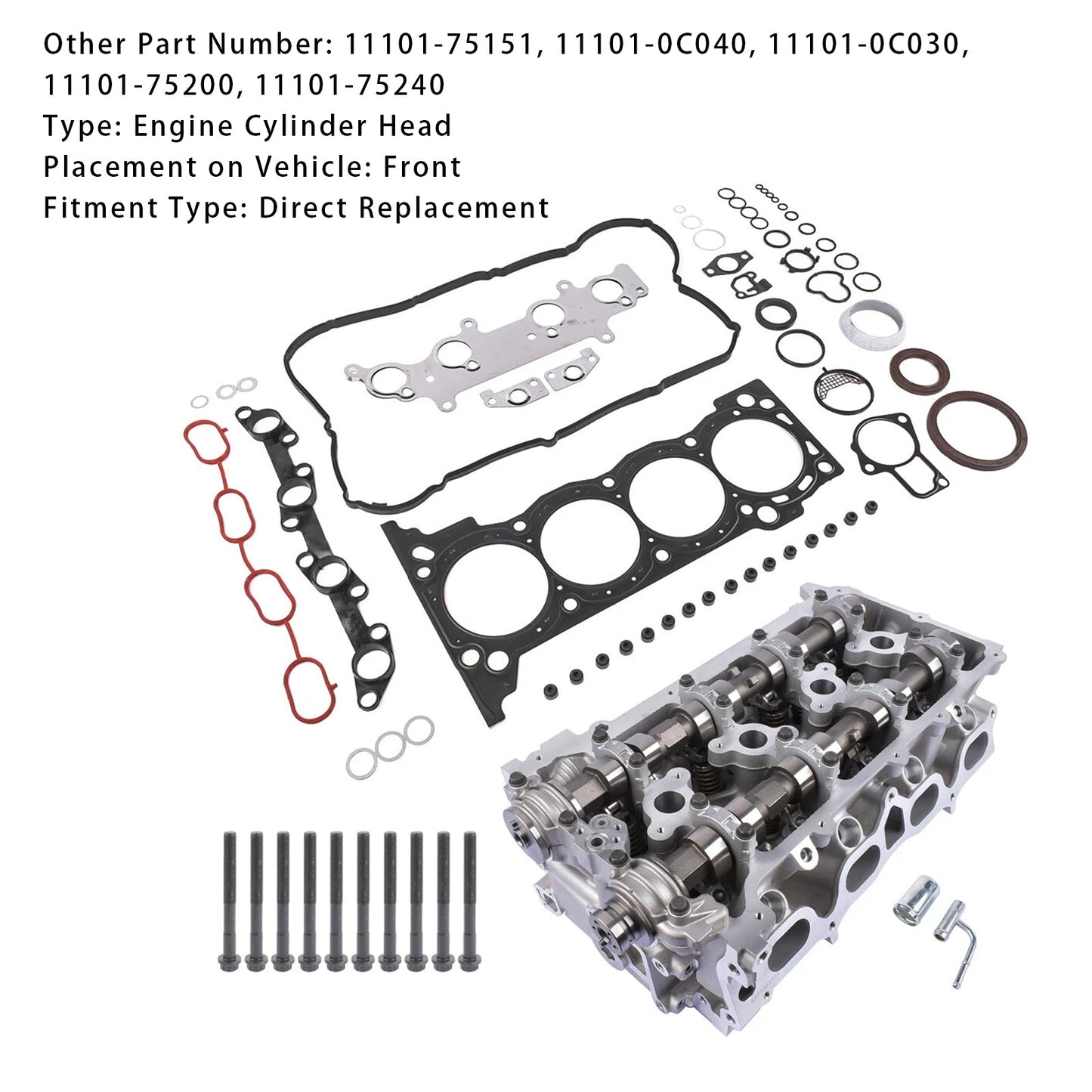 2005-2016 Toyota Tacoma 2TR-FE Engine Cylinder Head Bolts Gasket Set 11101-75151 11101-75200