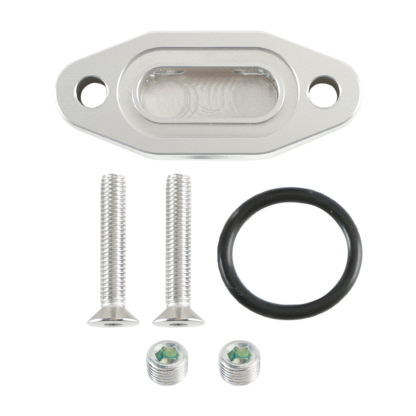 Podavelle LS Twin Turbo Oil Feed Adapter Plate – Dual 1/8 NPT Ports, Black Anodized, For LS Oil Pans