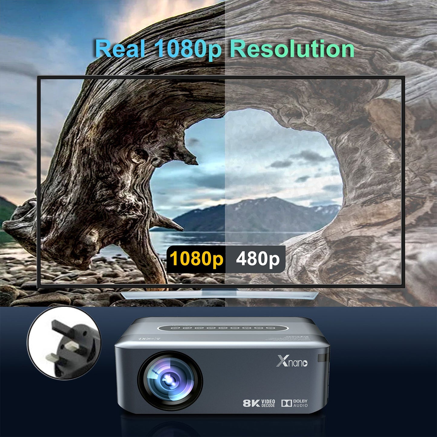 Ultra HD 8K Decoding Projection 1080p Home Movie Projector Phone Laptops Android