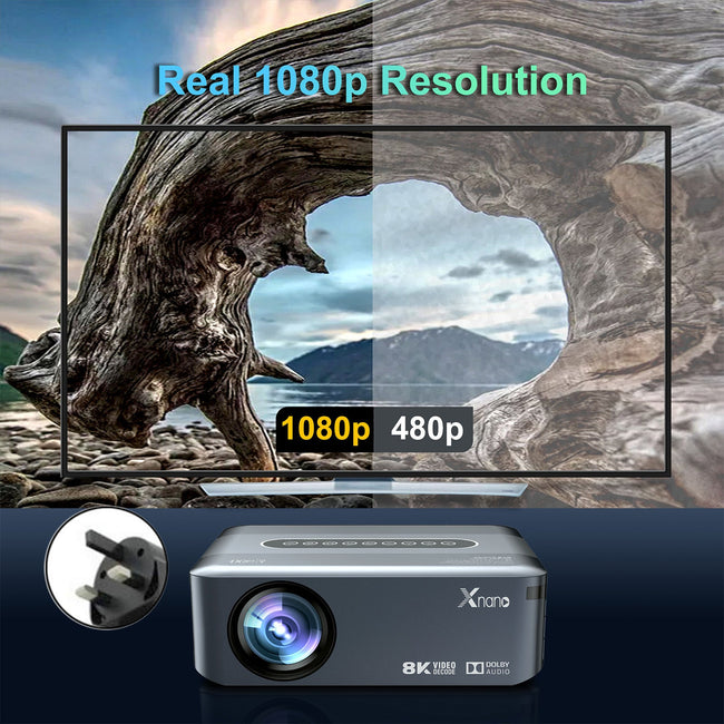 Ultra HD 8K Decoding Projection 1080p Home Movie Projector Phone Laptops Android