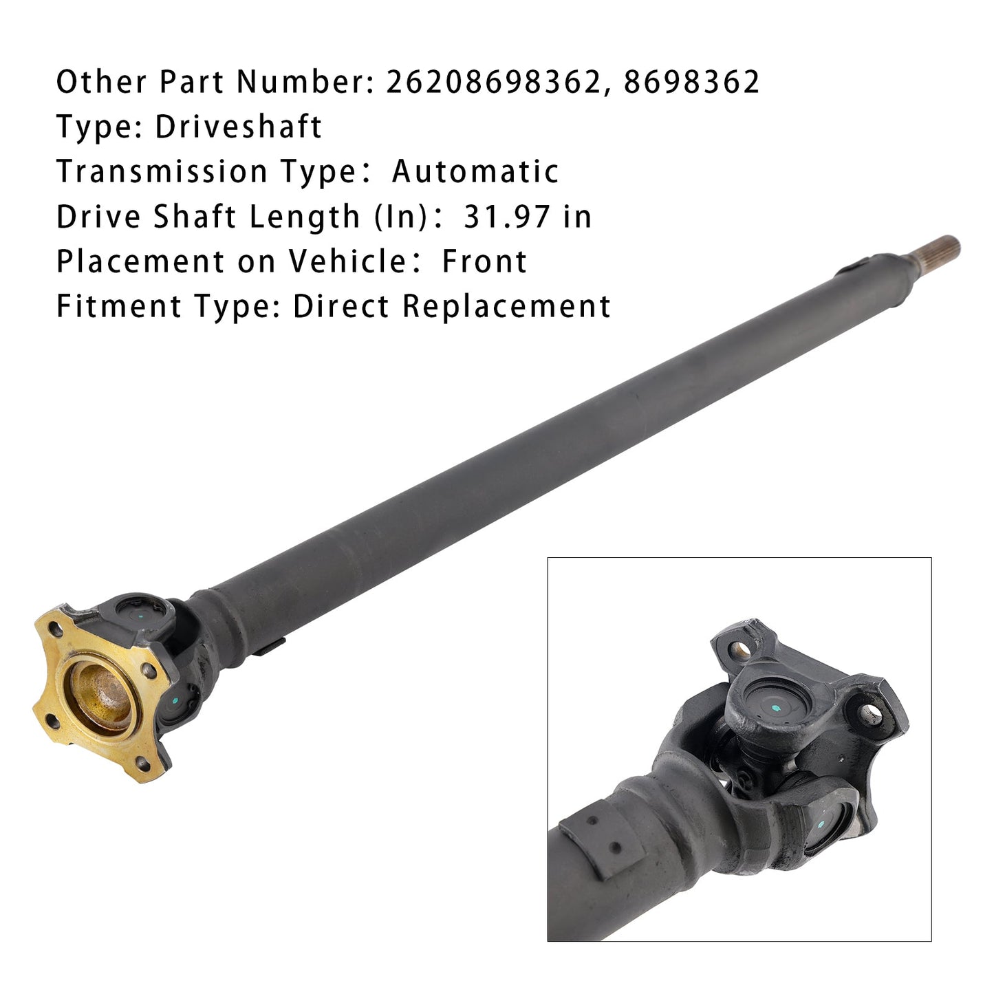 2017-2020 BMW M760i xDrive G12 Front Automatic Trans AWD Front Gimbal Shaft Joint Shaft 26208698362 Driveshaft