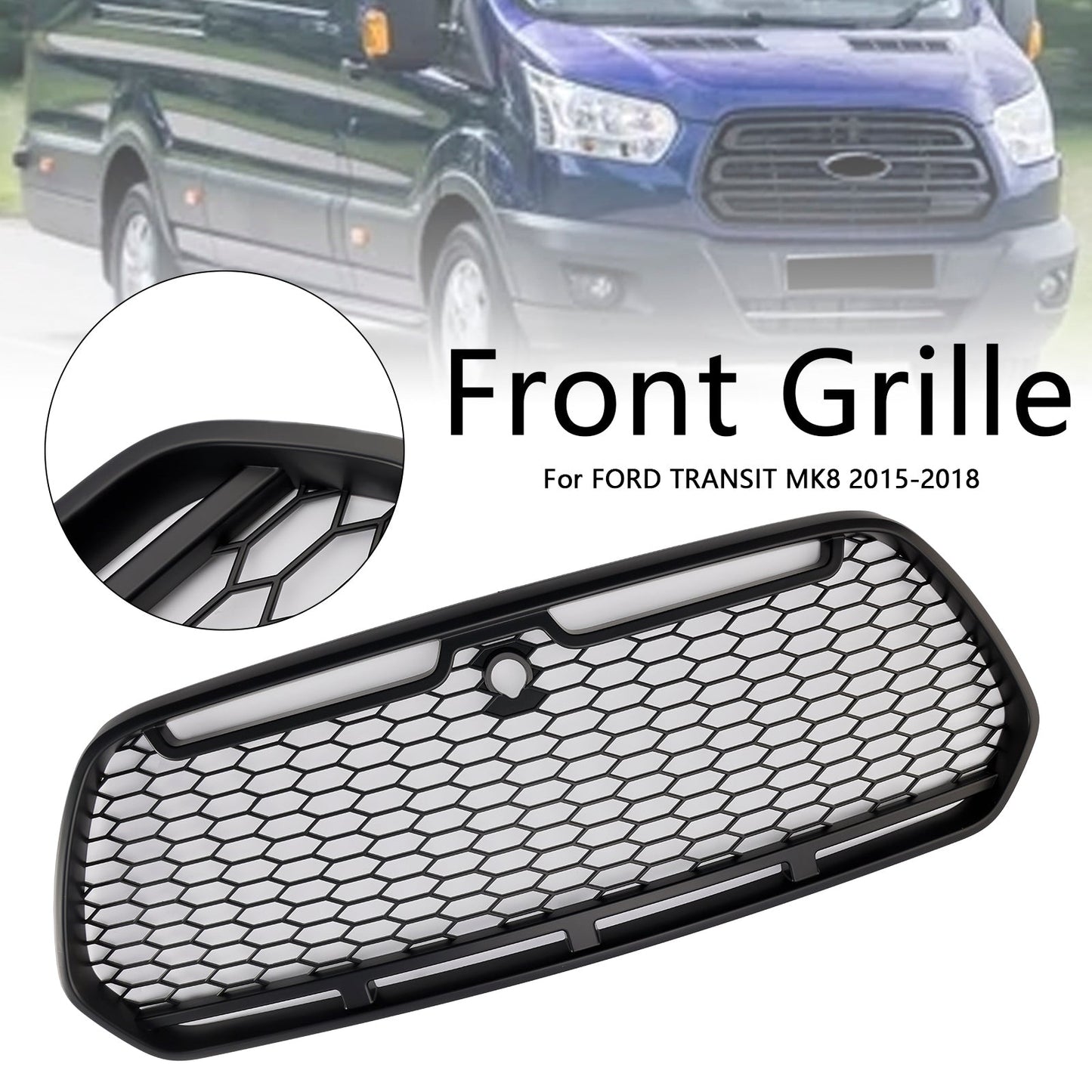 2015-2018 Ford Transit MK8 Raptor Matt Black Front Bumper Grill Grille