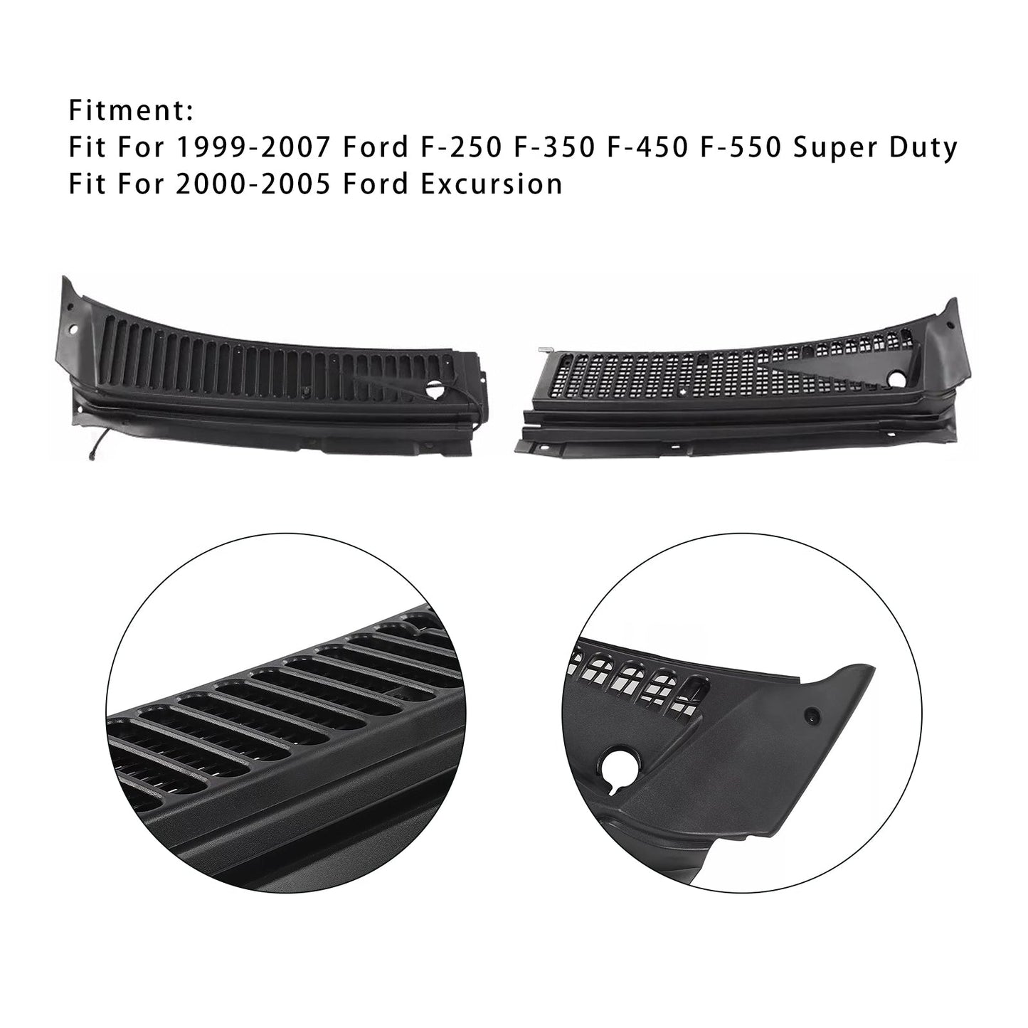 Windshield Wiper Cowl Vent Grille 3C3Z25022A68 For Ford F250 F350 1999-2007