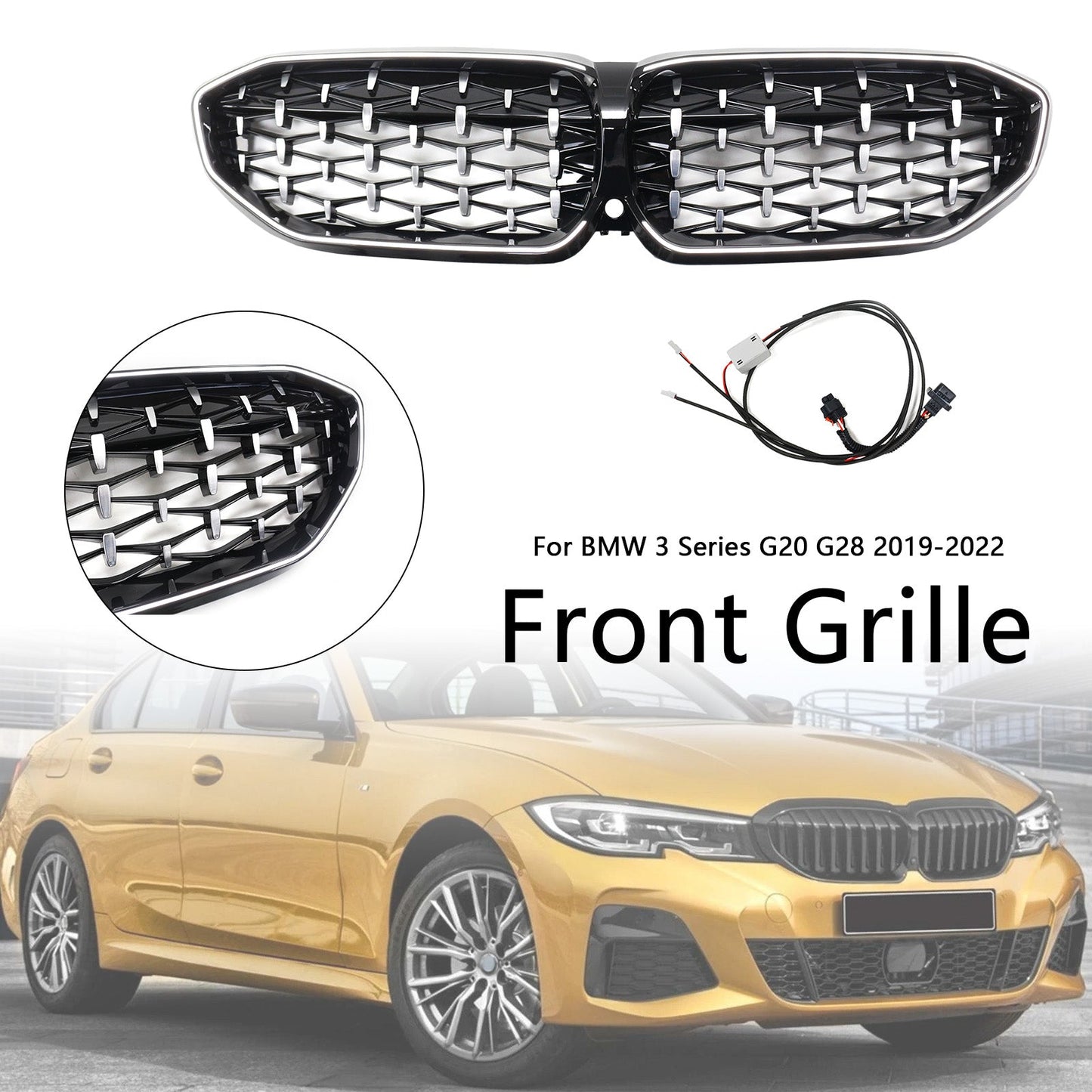 2019-2022 BMW 3 Series G20 Chorme Diamond Kidney Grille Grill 51138072085