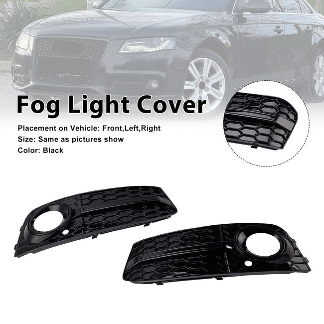 2PCS Front Honeycomb Fog Light Grill 8KD807681 Fit Audi A4 B8 2009-2012